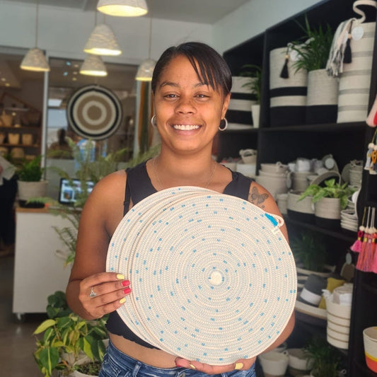 Placemats (Set of 4) Teal Polka Dot - SALE