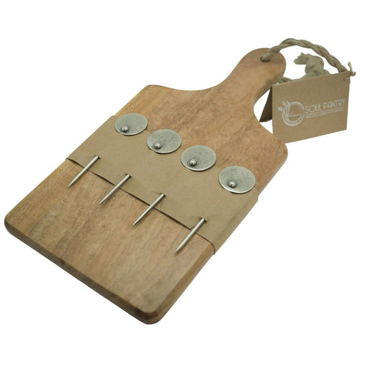 Wooden Cheese Board with Steel Picks