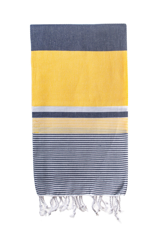 Emilia Navy & Yellow Turkish Towel