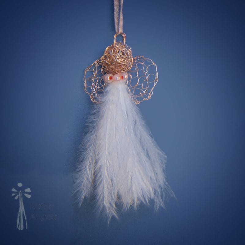 Karoo Angels - White Feathers and Rose Gold Wire Juweel Pendant