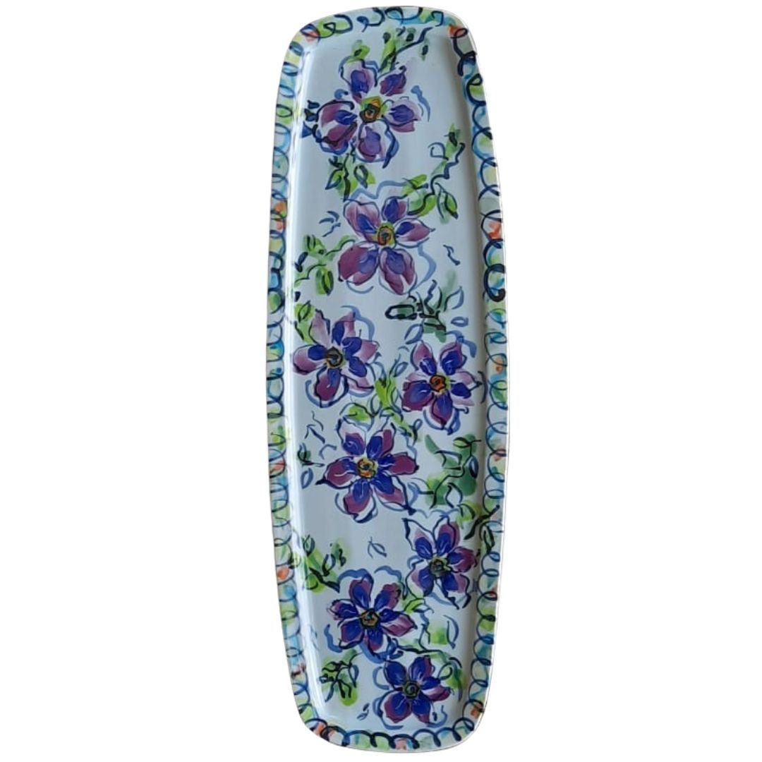Esra Bosch - Large Long Dish Florals - Violet) (1 meter)