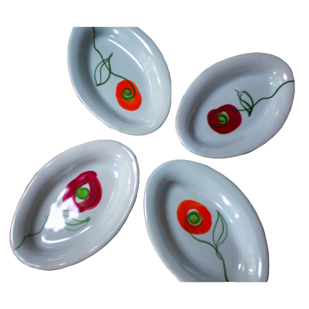 Esra Bosch - Oval Pasta Bowl - Poppies in Red and Orange