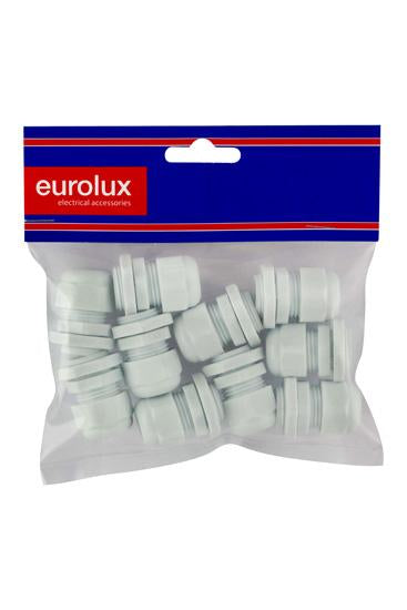 Eurolux - 10 piece Cable Gland M20 x 1.5mm White