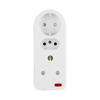 Eurolux - 3 Way Adaptor White with Indicator Light 1xSchuko1x16A 3pin 1x16A ZA