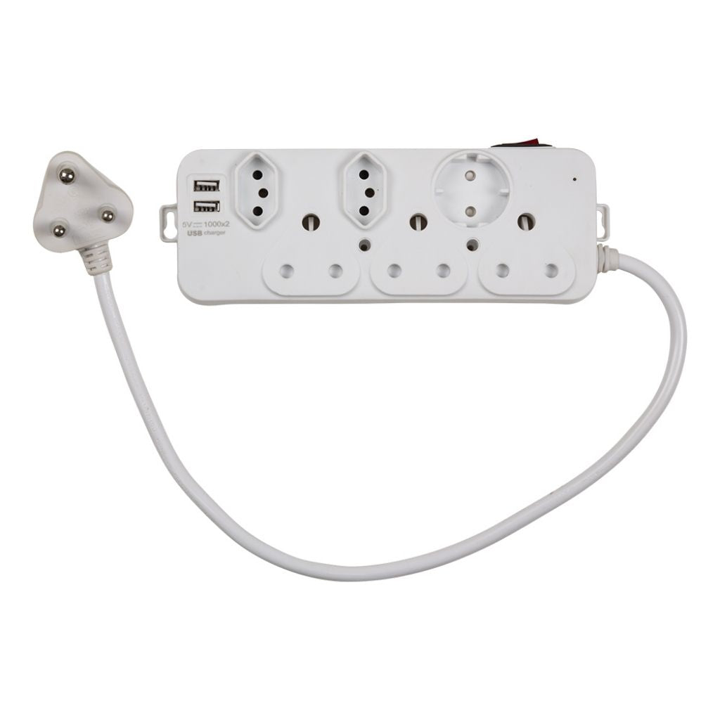 Eurolux - 6 Way Multi Plug Normal USB - Lighting, Lights - EP62USB