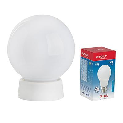 Eurolux - Budget Light Opal incl. LED A60 Globe 6w Cool White