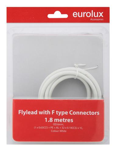 Eurolux - Flylead with F Type Connectors White 1.8M