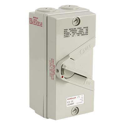 Eurolux - ISOLATOR Switch 2 POLE 20 AMP 250V IP66