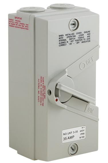 Eurolux - ISOLATOR Switch 2 POLE 35 AMP 250V IP66
