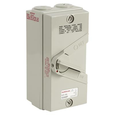 Eurolux - Isolator Switch 3 Pole 63 Amp 440V Ip66