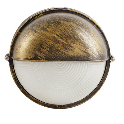 Eurolux - Round Small Eyelid Bulkhead 180mm Black Gold 1x60w - Lighting, Lights- B117BG