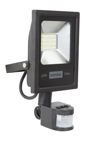 Eurolux - Led 20W Flood Light with Sensor in Black - Lighting, Lights- FS201
