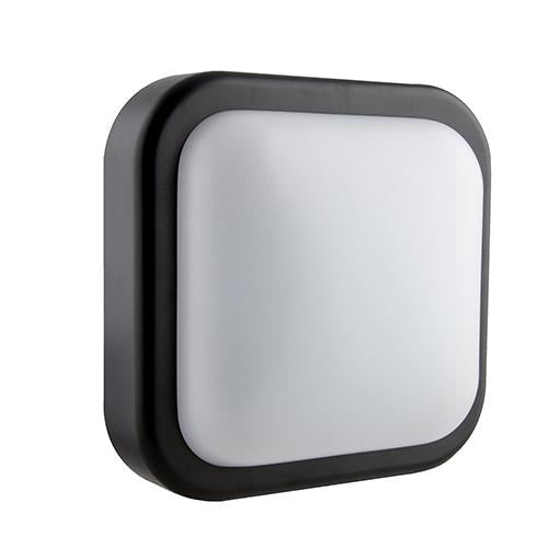 Eurolux - LED Square Bulkhead Light 195mm Black 1x14w