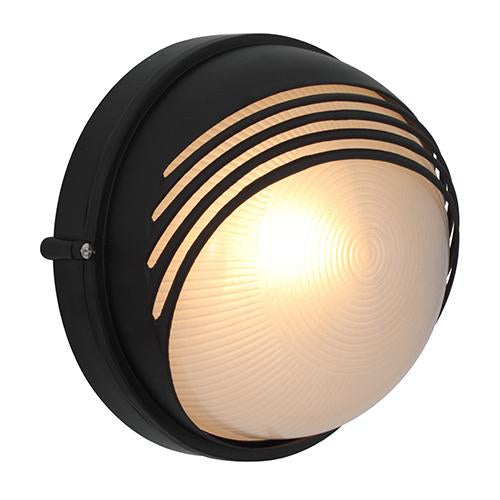 Eurolux - Moon Round Large Bulkhead Light 240mm Black 1x100w