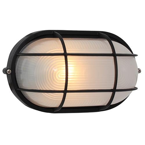 Eurolux - Oval Large Grid Bulkhead Light 280mm Black