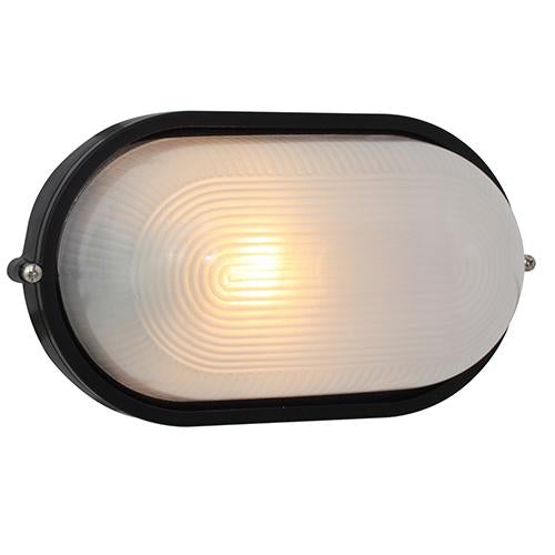 Eurolux - Oval Large Plain Bulkhead Light 280mm Black 1x100w