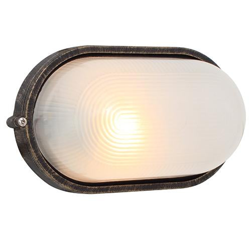 Eurolux - Oval Large Plain Bulkhead Light 280mm Black Gold 1x100w