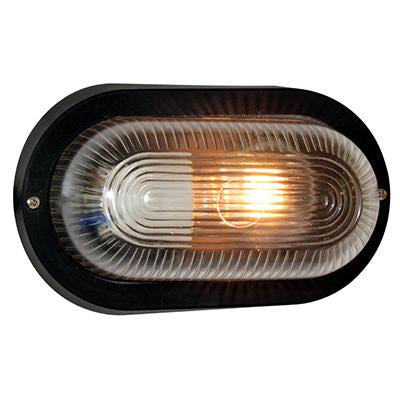 Eurolux - Oval Plastic Grid Bulkhead Light 120mm Black 1x60w