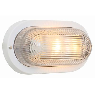 Eurolux - Oval Plastic Grid Bulkhead Light 120mm White 1x60w