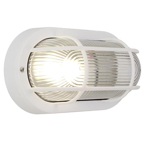 Eurolux - Oval Plastic Grid Bulkhead Light 205mm White 1x60w