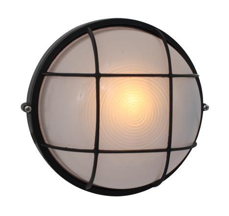 Eurolux - Round Large Grid Bulkhead Light 240mm Black 1x100w