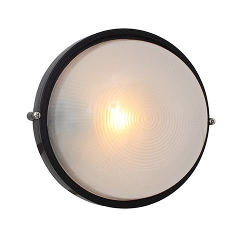 Eurolux - Round Large Plain Bulkhead Light 240mm Black 1x100w