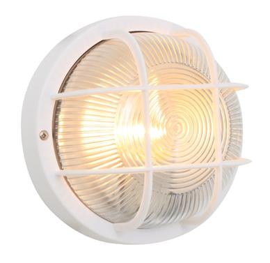 Eurolux - Round Plastic Grid Bulkhead Light 185mm White 1x60w
