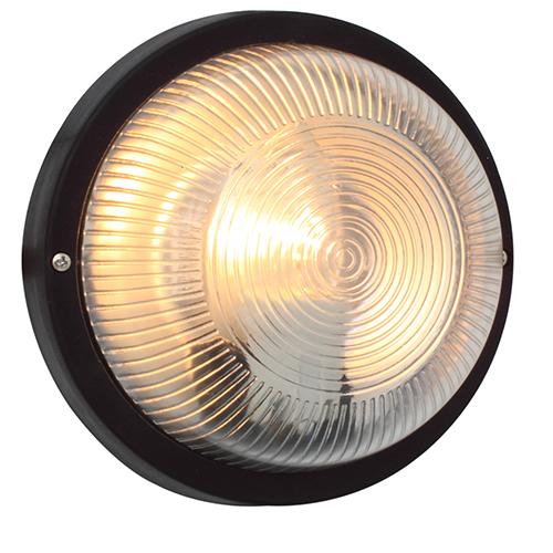 Eurolux - Round Plastic Plain Bulkhead Light 190mm Black