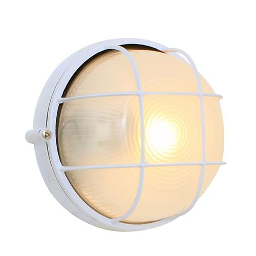 Eurolux - Round Small Grid Bulkhead Light 180mm White 1x60w