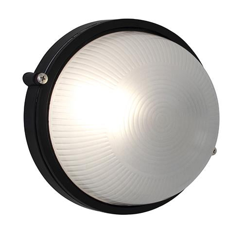 Eurolux - Round Small Plain Bulkhead Light 180mm Black 1x60w