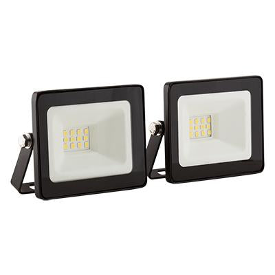 Eurolux - LED 10w Floodlight Black 4000K Twin Pack