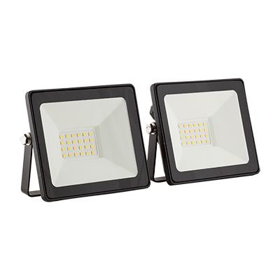 Eurolux - LED 20w Floodlight Black 4000K Twin Pack