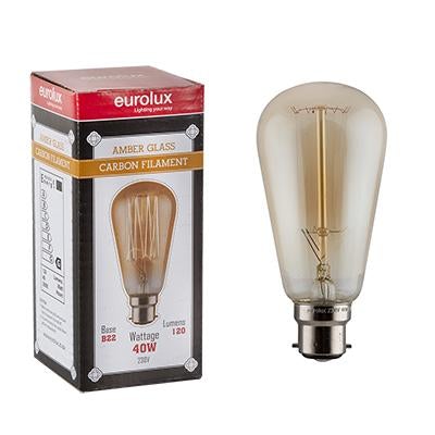 Eurolux - Amber CB Filament Pear B22 40w