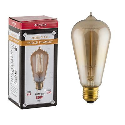 Eurolux - Amber CB Filament Pear  E27 60w Squirrel Cage