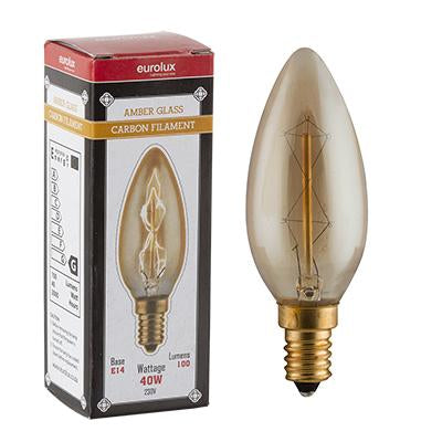 Eurolux - Amber CB Filament ZigZag Candle E14 40w