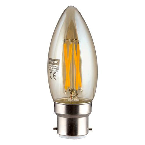 Eurolux - Amber LED Filament Candle B22 4w