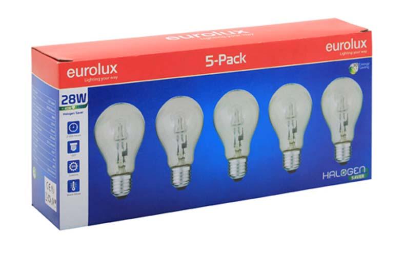 Eurolux - Halogen A55 Globe E27 28w 5Pc