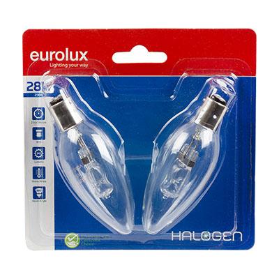 Eurolux - Halogen Candle B15 28w WW Twin Pack