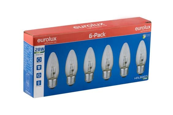 Eurolux - Halogen Candle E27 28w 6Pc