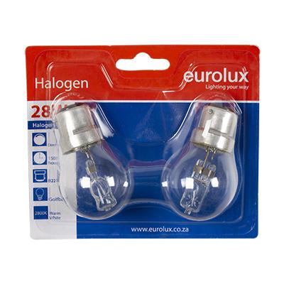 Eurolux - Halogen Golfball B22 28w Twin Pack