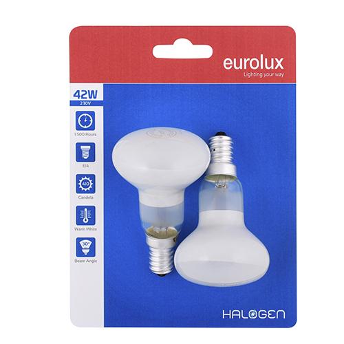 Eurolux - Halogen R50 Reflector E14 42w Twin Pack