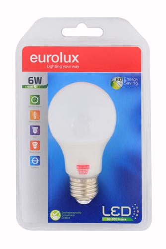 Eurolux - LED A50 Globe Opal E27 6w Warm White