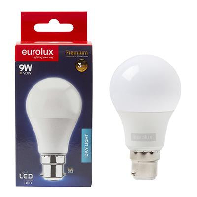 Eurolux - LED A60 9w B22 Day Light 6500k Globe Opal