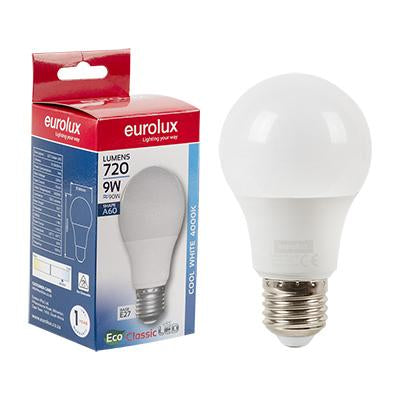 Eurolux - LED A60 Classic Core E27 9w 4000K Single Box