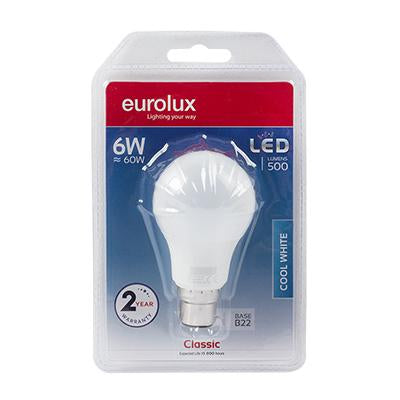 Eurolux - LED A60 Globe Opal B22 6w 4000K