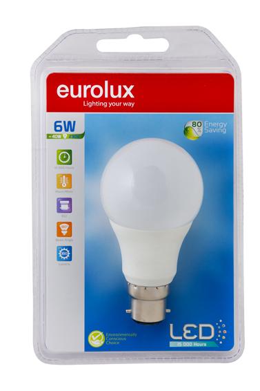 Eurolux - LED A60 Globe Opal B22 6w Warm White