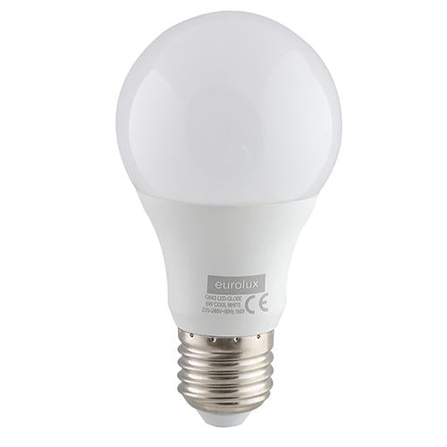 Eurolux - LED A60 Globe Opal E27 6w Cool White