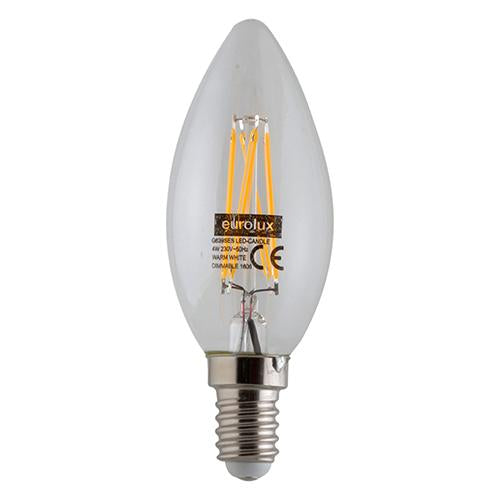 Eurolux - LED Candle Filament E14 4w WW Dimmable