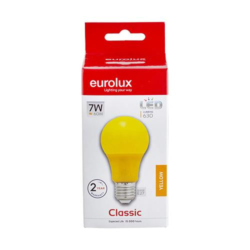 Eurolux - LED Coloured A60 Globe E27 7w Yellow