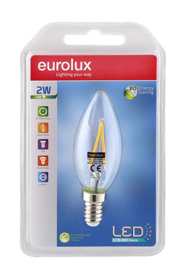 Eurolux - LED Filament Candle E14 2w Warm White
